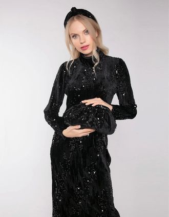 Nooki Design Womens LUCINDA SEQUIN VELVET CLUTCH BAG WITH STRAP - Size: ONE