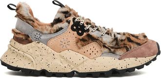 Flower Mountain Chunky Sneakers With Leopard Fur And Suede Detailing