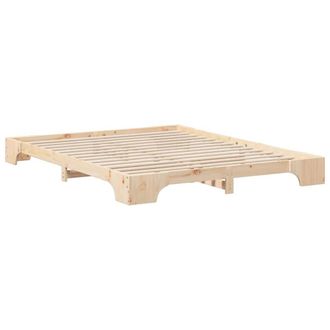 Berkfield Home Floor Bed Frame with Storage Brown 160 x 220 cm Solid pine wood in Light Tan