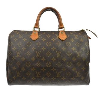 Louis Vuitton Speedy Handbag Monogram Canvas Brown Canvas Handbag (Pre-Owned)