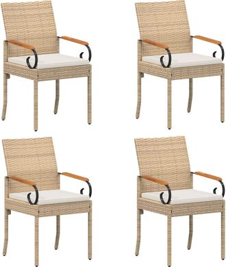 vidaXL Sillas De Jard&iacute;n 4 Uds. Beige Y Blanco Crema Polirat&aacute;n Y Acacia Vidaxl