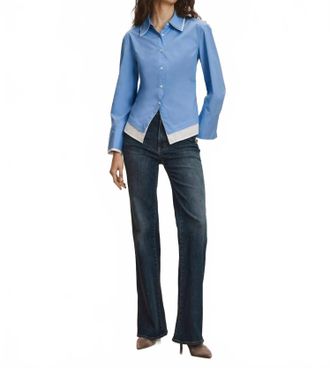 Veronica Beard Bonnie Button Down Shirt In Blue