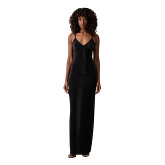 Patrizia Pepe Maxi-jurk met V-hals - Dames - Jurken - Zwart - Maat: XS Zijde