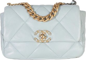 Chanel Blue Quilted Leather Medium 19 Flap Bag (Authentic Pre-Loved)