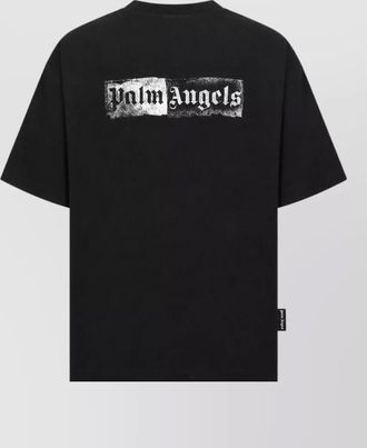 Palm Angels cotton logo print ribbed crew neck short sleeve t-shirt