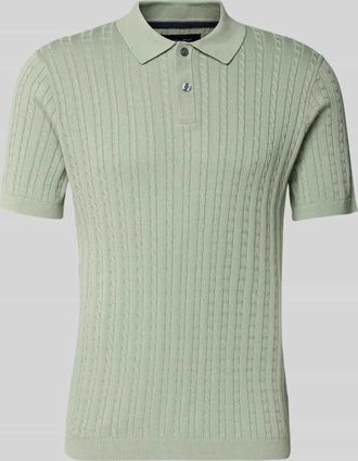 Christian Berg Slim Fit Poloshirt in Strick-Optik in Oliv, Gr&ouml;&szlig;e 3XL
