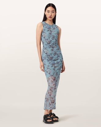 AllSaints Katarina Bodycon Printed Mesh Dress