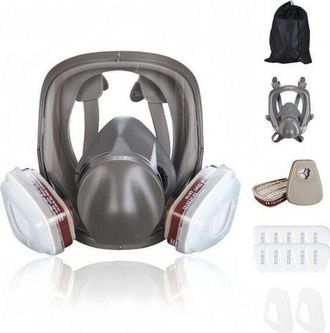 OEM M&aacute;scara Antig&aacute;s Antivaho 16 En 1 - Respirador Facial Completo Para Pintura - Protecci&oacute;n Contra Formaldeh&iacute;do - Kit Con Filtros Y Bolsa De Almacenamient