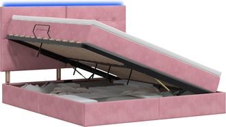 vidaXL Cama De Almacenamiento Led Con Colch&oacute;n Rosa 140 X 190 Cm Vidaxl