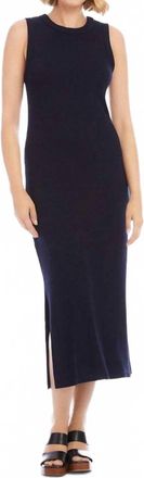 Karen Kane Ribbed Sleeveless Midi Column Dress In Navy