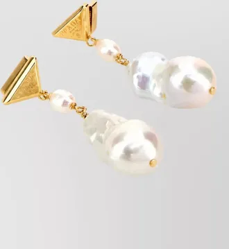 Prada two tone pearl drop earrings