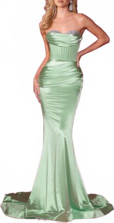 Portia & Scarlett Jeweled Bust Prom Dress In Sage