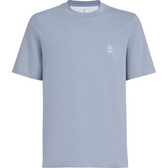 Brunello Cucinelli Jersey T-shirt with logo in Slate at Nordstrom, Size 4X-Large Eu