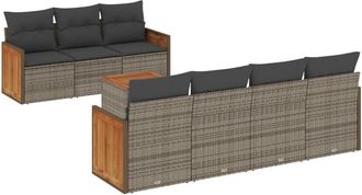 vidaXL Set De Sof&aacute;s De Jard&iacute;n 8 Pzas Y Cojines Rat&aacute;n Sint&eacute;tico Gris Vidaxl