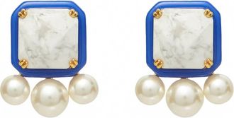 Lele Sadoughi Womens Paddle Button Earrings In Cobalt