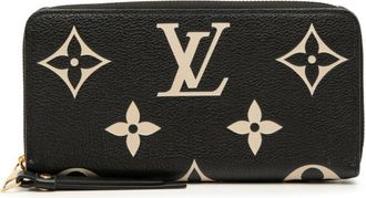 Louis Vuitton Beige Black Leather Long Wallet (Bi-Fold) (Pre-Owned)