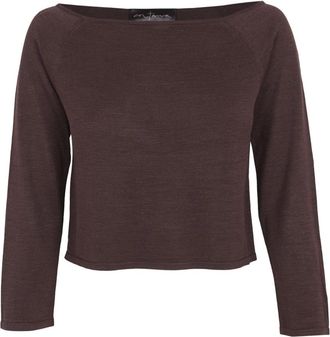 Cortana Tussa- zijden gebreide top in aubergine - Dames - Ronde hals truien - Paars - S - Truien & Vesten