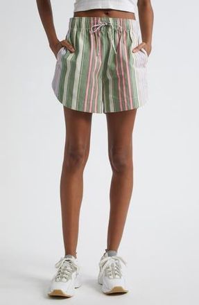 Stine Goya Stripe Organic Cotton Drawstring Shorts in Forest Stripe at Nordstrom Rack, Size Medium