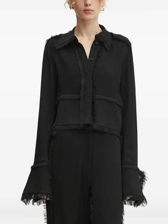Day Birger Et Mikkelsen Emmie top met franje en vlakken - Zwart
