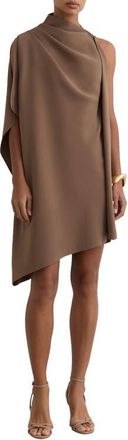 Reiss Ellery One-Shoulder Crepe Minidress in Taupe Brown at Nordstrom, Size 10