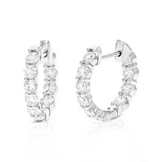 Vir Jewels 1.50 cttw Lab Grown Diamond Hoop Earrings in 14K White Gold With Hidden Post For Women