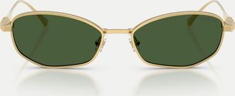 Swarovski Occhiali da sole rettangolari dorati con lenti verdi-Oro