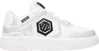 Philipp Plein Low-Top Sneakers Sk 8R Strass - unisex - Sneakers - Wit - 46 EU - Leer - Schoenen
