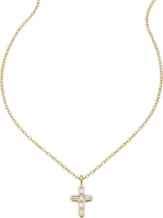 Argento Vivo Baguette Cross Necklace in Gold at Nordstrom