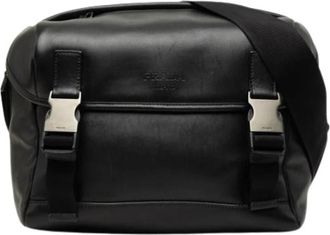 Prada Pre-owned Vintage Messenger Bag - Dames - Vintage Schoudertas - Zwart - ONE Size - Leer - Vintage