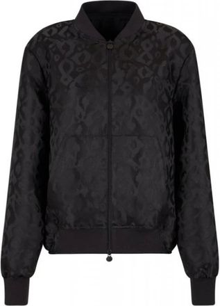 Emporio Armani Emporio Armani Ea7, Jassen, Heren, Zwart, M, Polyester, Graphic Series Animal Print Satin Bomberjack