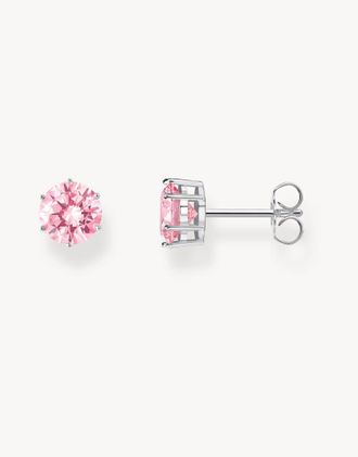 Thomas Sabo Orecchini a bottone argentati e rosa-Argento
