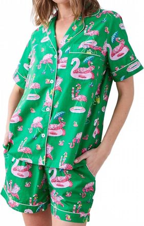 Printfresh Flock Party Short Pajama Set In Green