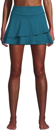 Lands End High Waisted Tulip Hem Swim Skort in Paradise Teal at Nordstrom, Size X-Large