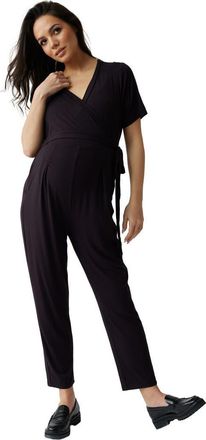 Ingrid & Isabel Maternity Everywear Short Sleeve Jumpsuit in Black at Nordstrom, Size X-Large