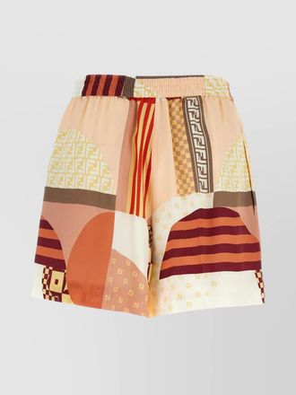 Fendi silk high-rise printed short shorts