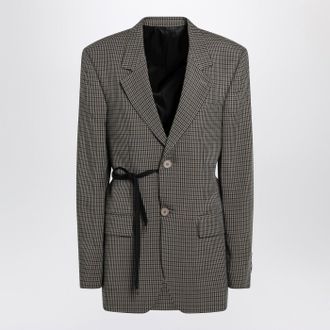 Balenciaga Vichy Pattern Jacket With Side Lace Detail