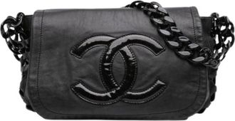 Chanel Pre-owned Vintage Flap Shoulder Bag - Dames - Vintage Schoudertas - Zwart - ONE Size - Leer - Vintage