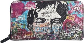 Gabs Roze leren portemonnee - Dames - Portefeuilles - Veelkleurig - ONE Size - Katoen - Accessoires