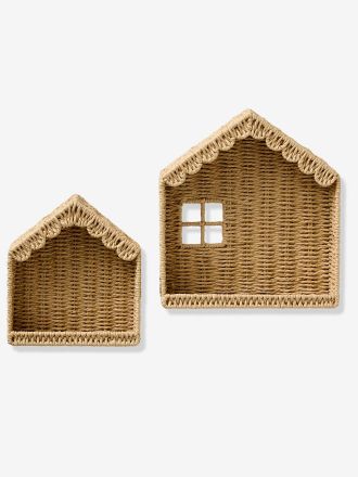 Vertbaudet 2er-Set Wandregale HAUS Kinderzimmer beige