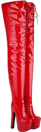 Generic Womens Over The Knee High Heels Platform Thigh Boots Lace-Up Fetish Boots Dance Shoes