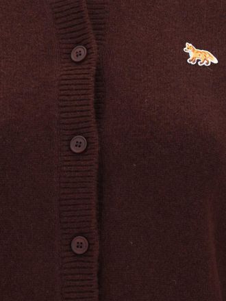 Maison Kitsun&eacute; Wool Baby Fox Patch Cardigan - Brown