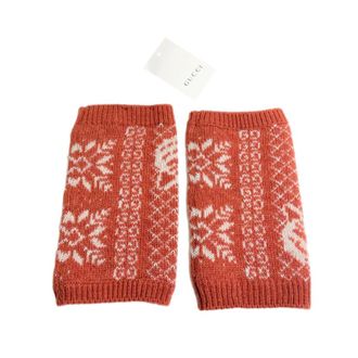 Gucci Orange Fair Isle Fingerless Foxlov Gloves - Size M Size M