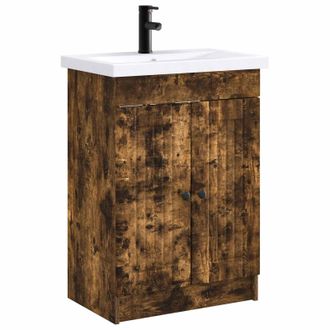 vidaXL Juego De Muebles De Ba&ntilde;o Roble Ahumado 78,5 X 37,5 X 81 Cm Vidaxl
