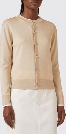 Bottega Veneta Crewneck 100% Silk Cardigan with Ribbed Trims