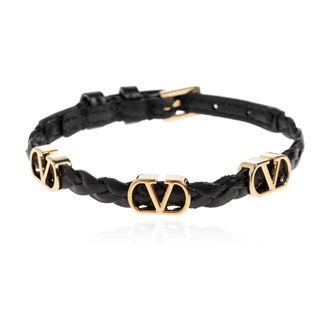 Valentino Garavani Bracelets, female, Black, Size: ONE SIZE VLogo Signature Leather Bracelet