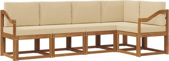 vidaXL Conjunto De Sof&aacute;s De Exterior 5 Uds. Natural Y Beige Vidaxl