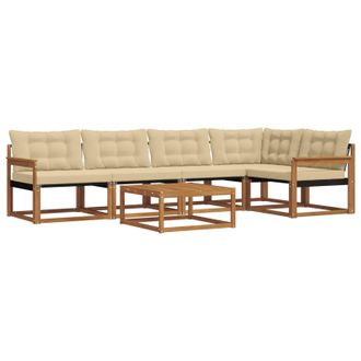vidaXL Conjunto De Sof&aacute;s De Exterior Con Coj&iacute;n 6 Pcs Natural Y Beige Vidaxl