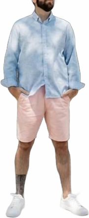 98 Coast Av. Linen Look Shirt In Light Blue