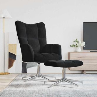 vidaXL Sill&oacute;n De Relax Con Taburete Terciopelo Negro Vidaxl