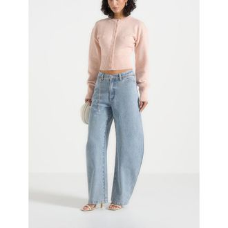 Mani&egrave;re De Voir Mayla Knitted Cinch Waist Cardigan in Baby Pink at Nordstrom, Size X-Small